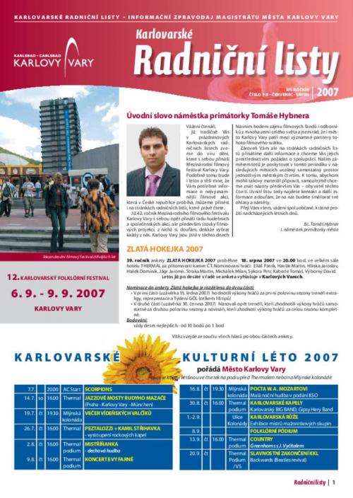 Karlovarské radniční listy 07/2007, 08/2007