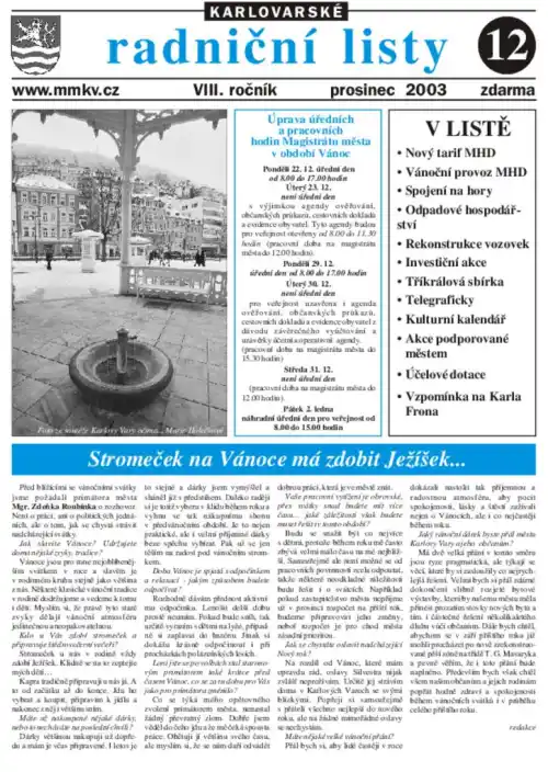 Karlovarské radniční listy 12/2003