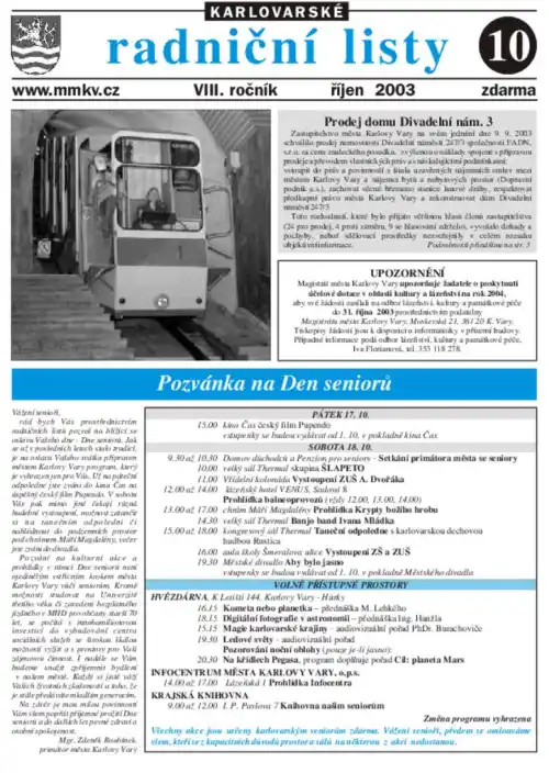 Karlovarské radniční listy 10/2003