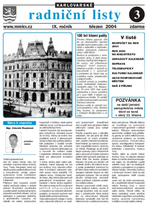 Karlovarské radniční listy 03/2004