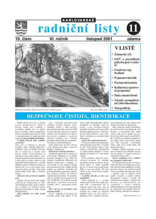 Karlovarské radniční listy 11/2001