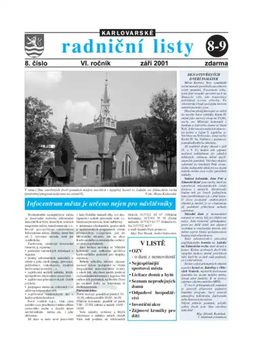 Karlovarské radniční listy 08/2001
