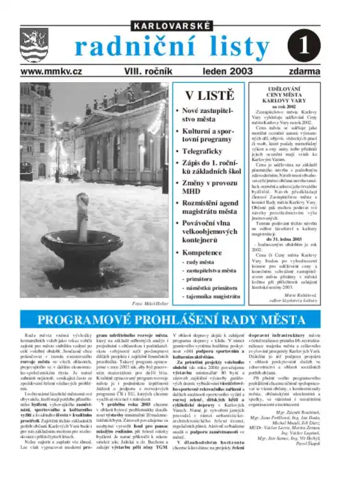 Karlovarské radniční listy 01/2003