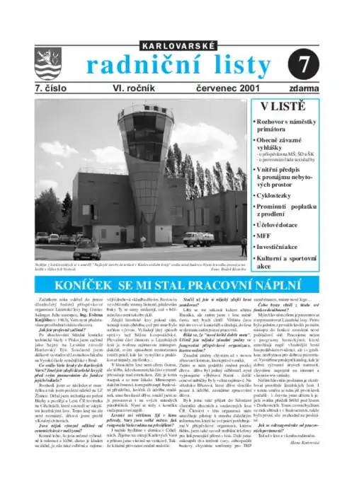 Karlovarské radniční listy 07/2001