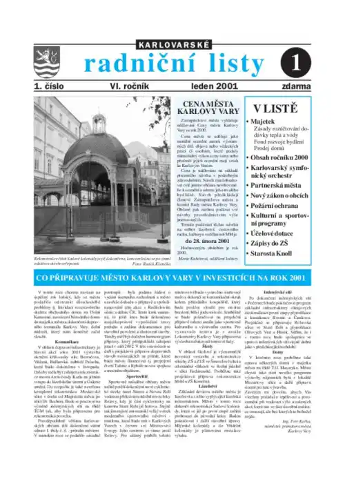 Karlovarské radniční listy 01/2001