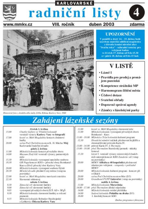 Karlovarské radniční listy 04/2003
