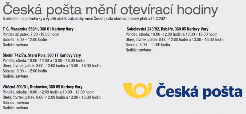 Změny provozních hodin ČP