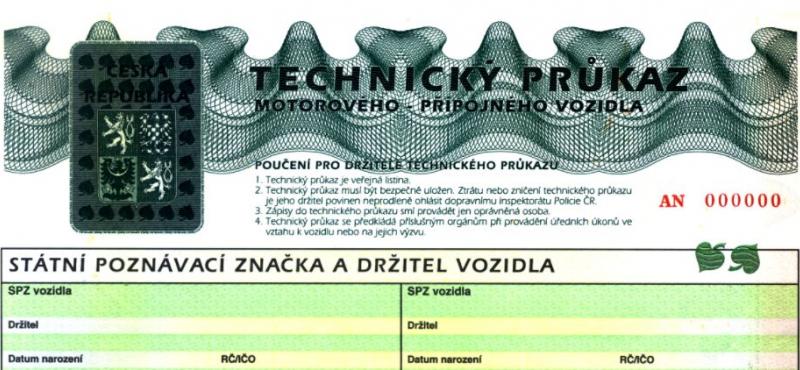 technický průkaz vzor