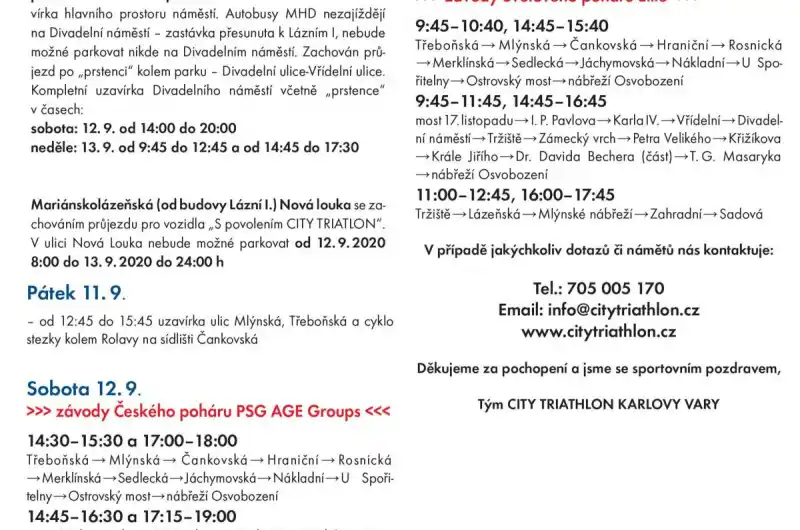 City Triathlon Karlovy Vary_dopravní omezení