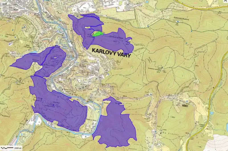 Mapa budoucí retervace Karlův hvozd