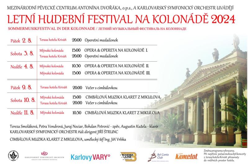 Program letního hudebního festivalu na kolonádě