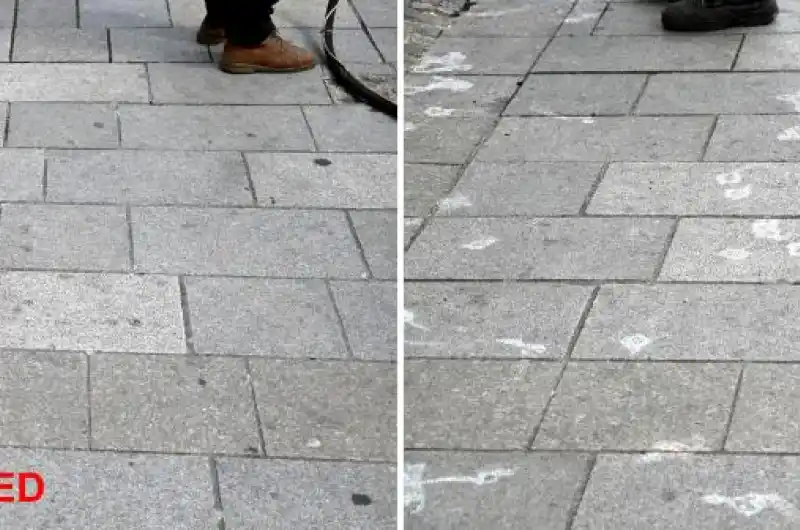 Tryskání suchým ledem - před a po