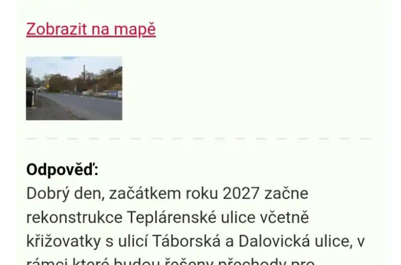 Je to nebezpečné a jediná spojka s blízkou zastávkou