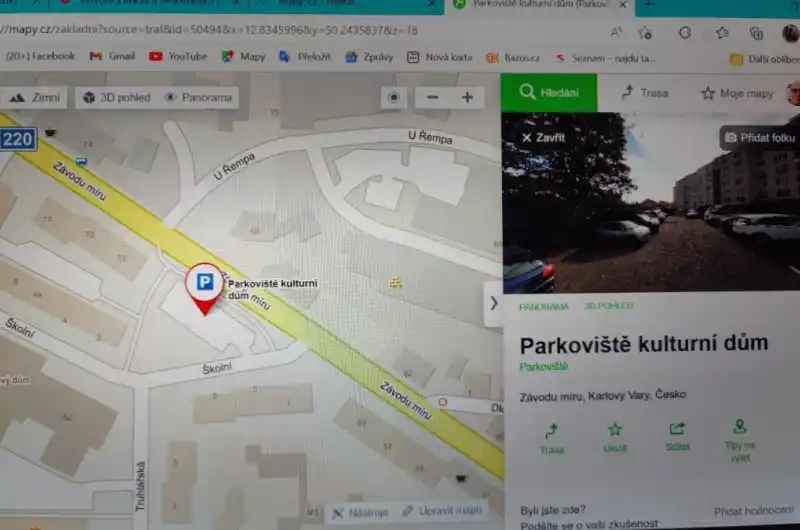 mapa parkoviště 