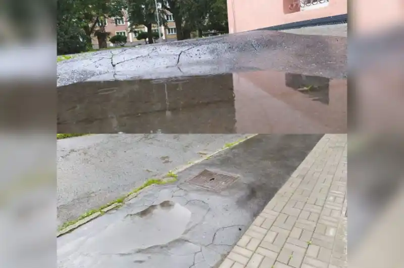 Moskevska 96a98 chodnik louze a neodtekajici dest.sachta