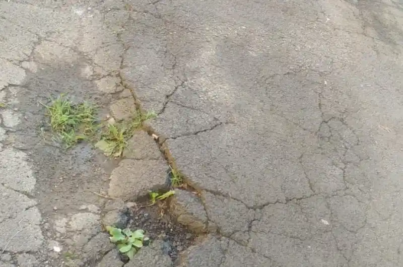 směrem vpravo od ZŠ  na Severní ul., p.č. 399/79, asfalt zvlněný 10-40cm s otvory, boulemi...min. na 3-4 místech v úseky 15m