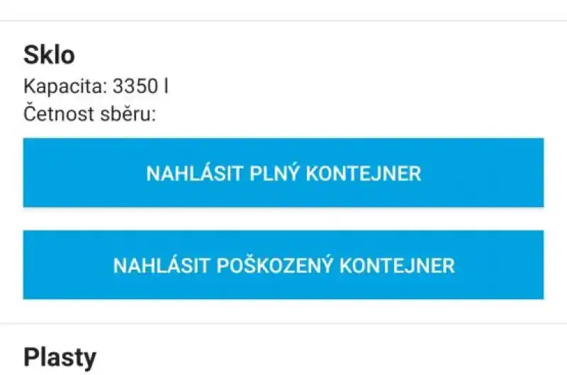 Aplikace na nahlášení plných nádob