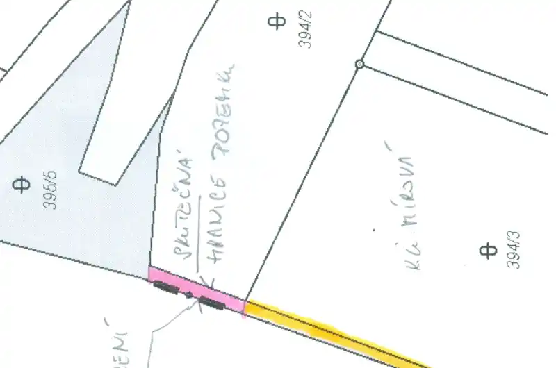 umístění na pozemkové mapě