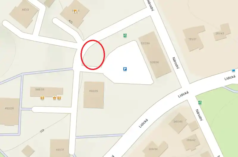 Mapa místa stromů